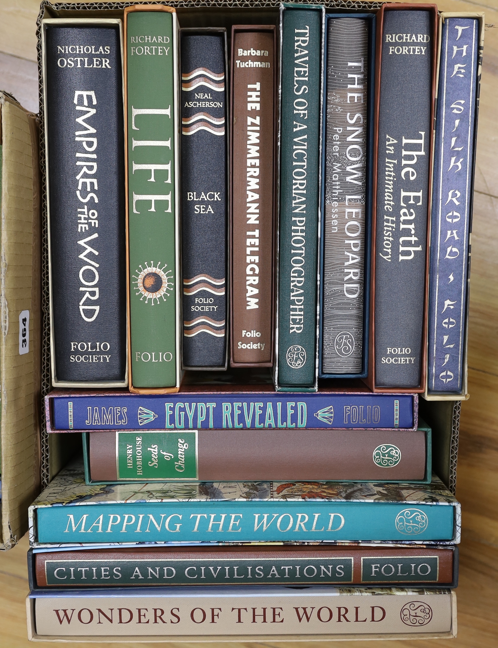 Folio Society - A Miscellany, mostly history and travel, includes Hudson's The Raj (1999), Pakenham's The Boer War (1999), Hobhouse's Seeds of Change (2007); and 15 others, all with slip cases (18)